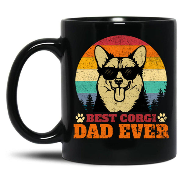 Best Corgi Dad Ever Retro Vintage Black Coffee Mug, Gift Coffee Mug - Black