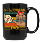 Best Dachshund Mom Ever Dog Lover Owner Black Coffee Mug, Gift Coffee Mug