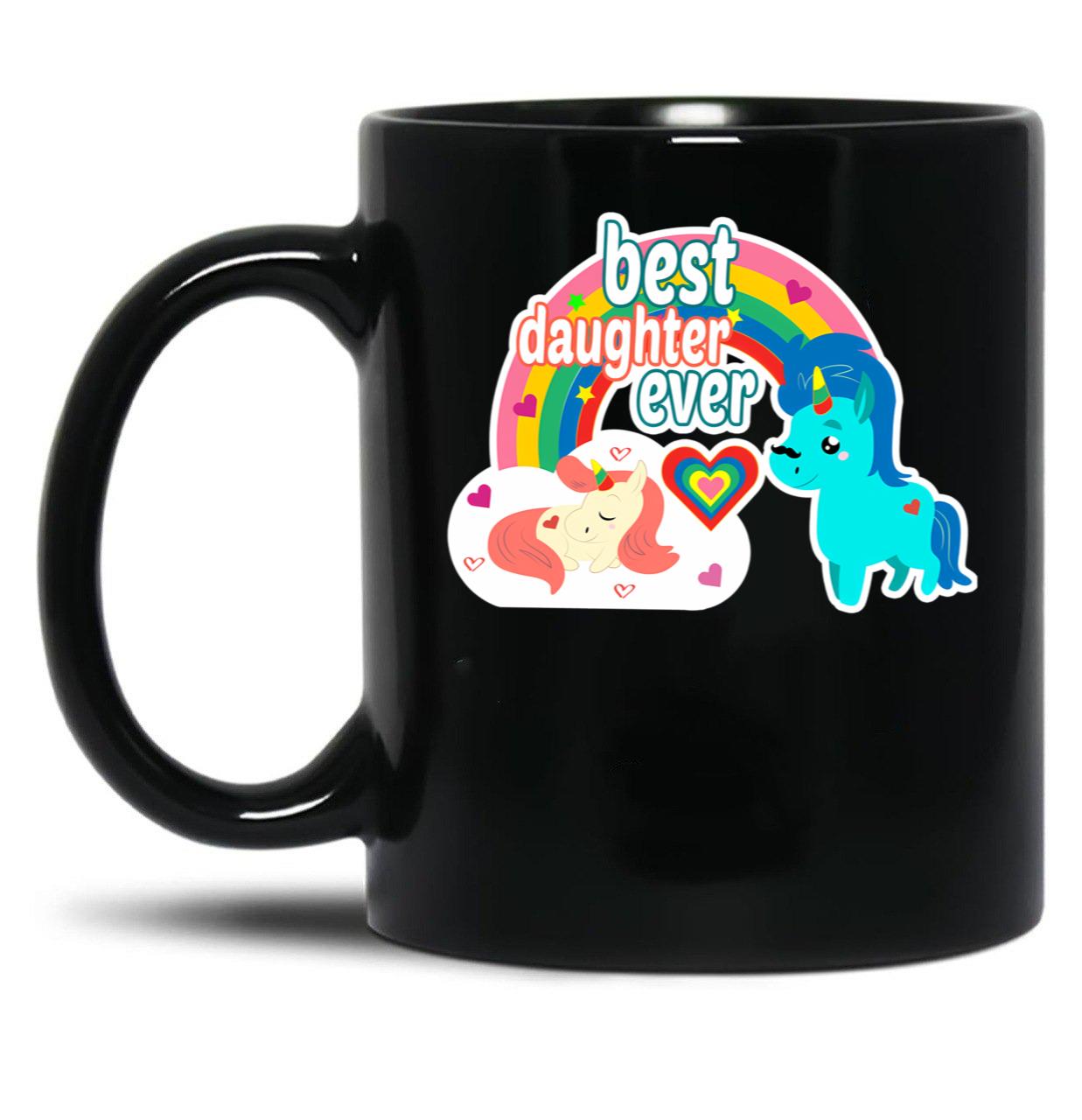 Best Daughter Ever Gift For Dad Unicorn Style Black Coffee Mug
