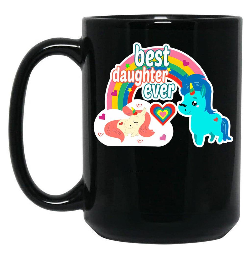 Best Daughter Ever Gift For Dad Unicorn Style Black Coffee Mug