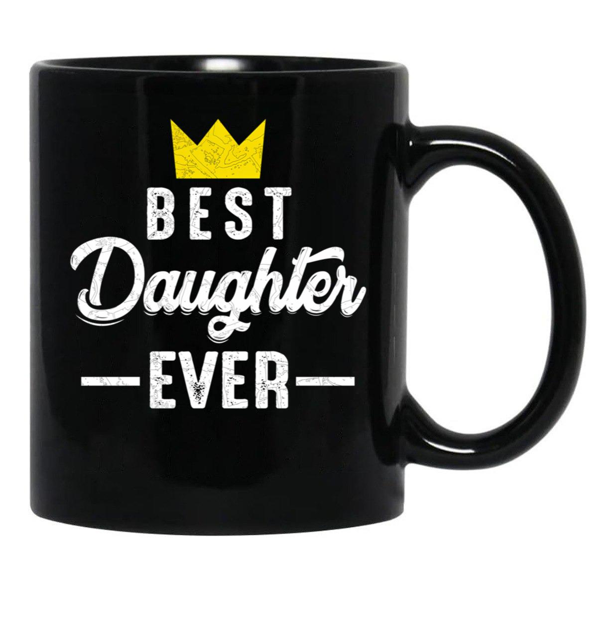 Best Daughter Ever Word Art Text Design With Yellow Crown Black Coffee Mug - Black