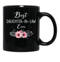 Best Daughter In Law Ever Flowers Father Mother In Law Floral Black Coffee Mug - Black