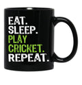 Best Eat Sleep Cricket Gift Design Black Coffee Mug, Gift Coffee Mug - Black