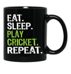 Best Eat Sleep Cricket Gift Design Black Coffee Mug, Gift Coffee Mug - Black