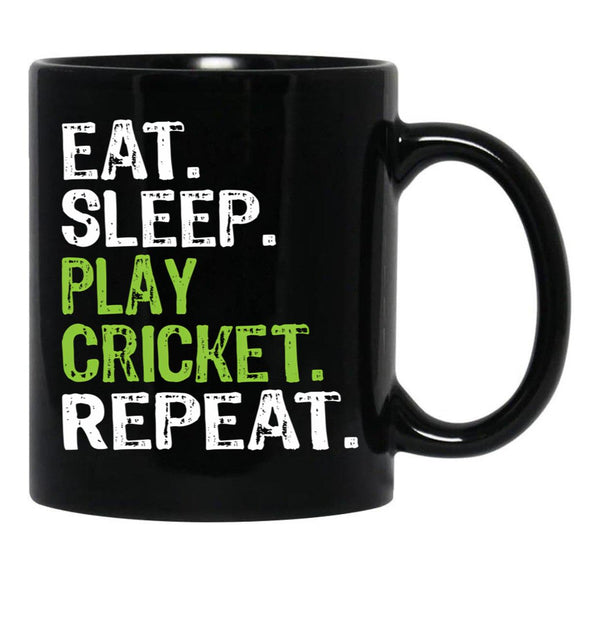 Best Eat Sleep Cricket Gift Design Black Coffee Mug, Gift Coffee Mug - Black