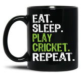 Best Eat Sleep Cricket Gift Design Black Coffee Mug, Gift Coffee Mug - Black