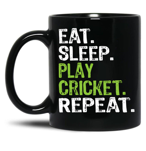 Best Eat Sleep Cricket Gift Design Black Coffee Mug, Gift Coffee Mug - Black
