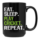Best Eat Sleep Cricket Gift Design Black Coffee Mug, Gift Coffee Mug