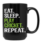 Best Eat Sleep Cricket Gift Design Black Coffee Mug, Gift Coffee Mug