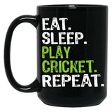 Best Eat Sleep Cricket Gift Design Black Coffee Mug, Gift Coffee Mug