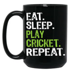 Best Eat Sleep Cricket Gift Design Black Coffee Mug, Gift Coffee Mug