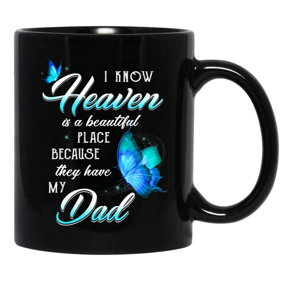 Best Family Remembrance Angel Dad In Heaven Mug Daughter Son Mug Black Coffee Mug - Black