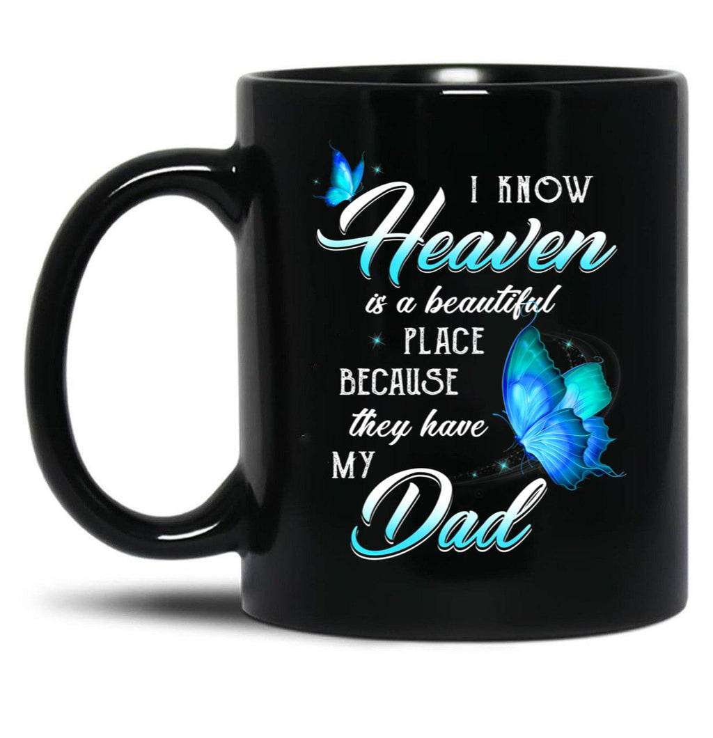 Best Family Remembrance Angel Dad In Heaven Mug Daughter Son Mug Black Coffee Mug