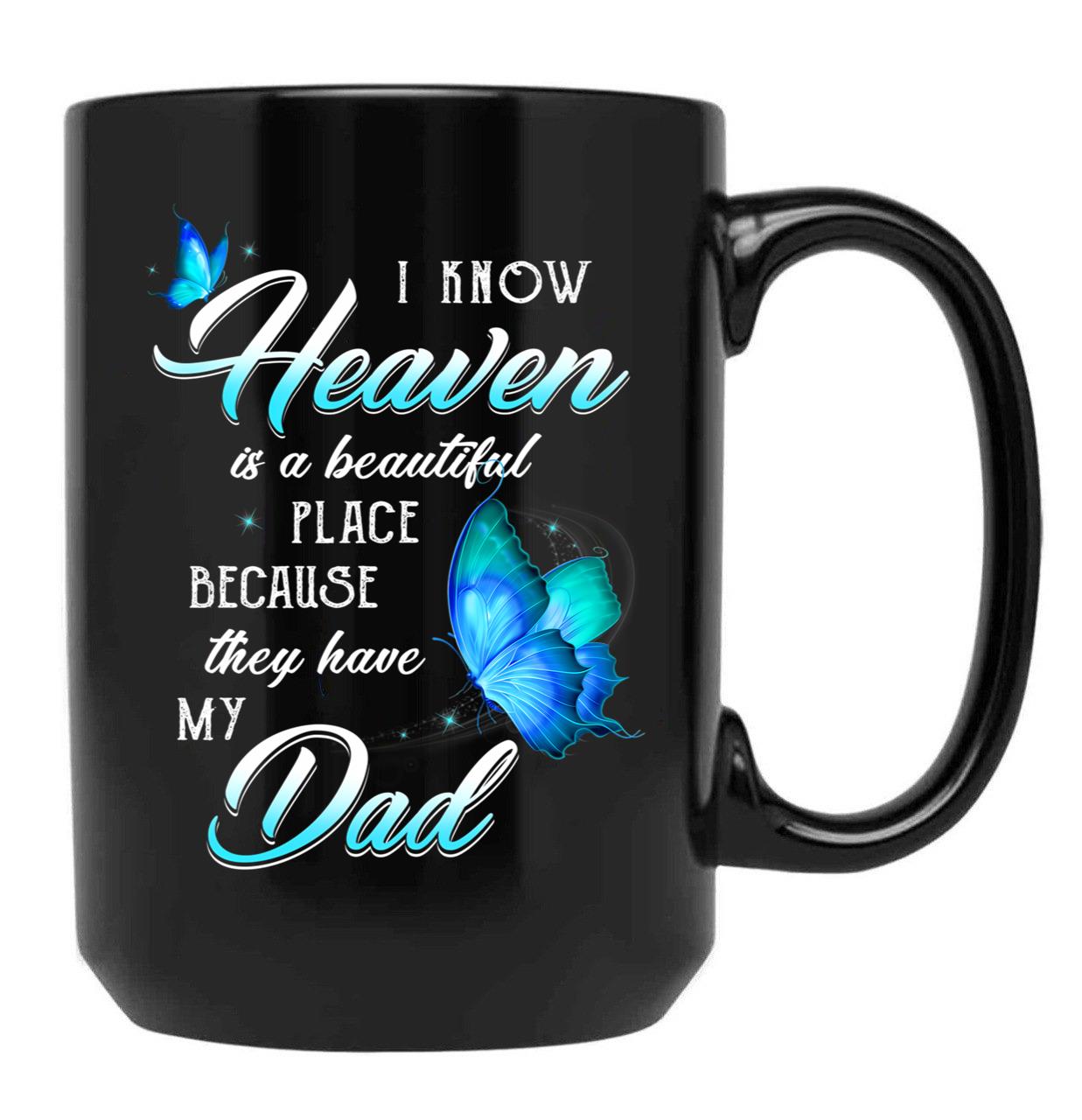 Best Family Remembrance Angel Dad In Heaven Mug Daughter Son Mug Black Coffee Mug - Black