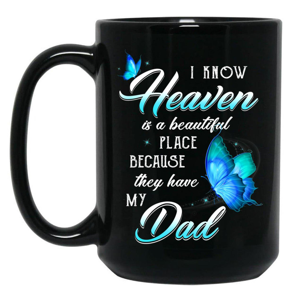 Best Family Remembrance Angel Dad In Heaven Mug Daughter Son Mug Black Coffee Mug