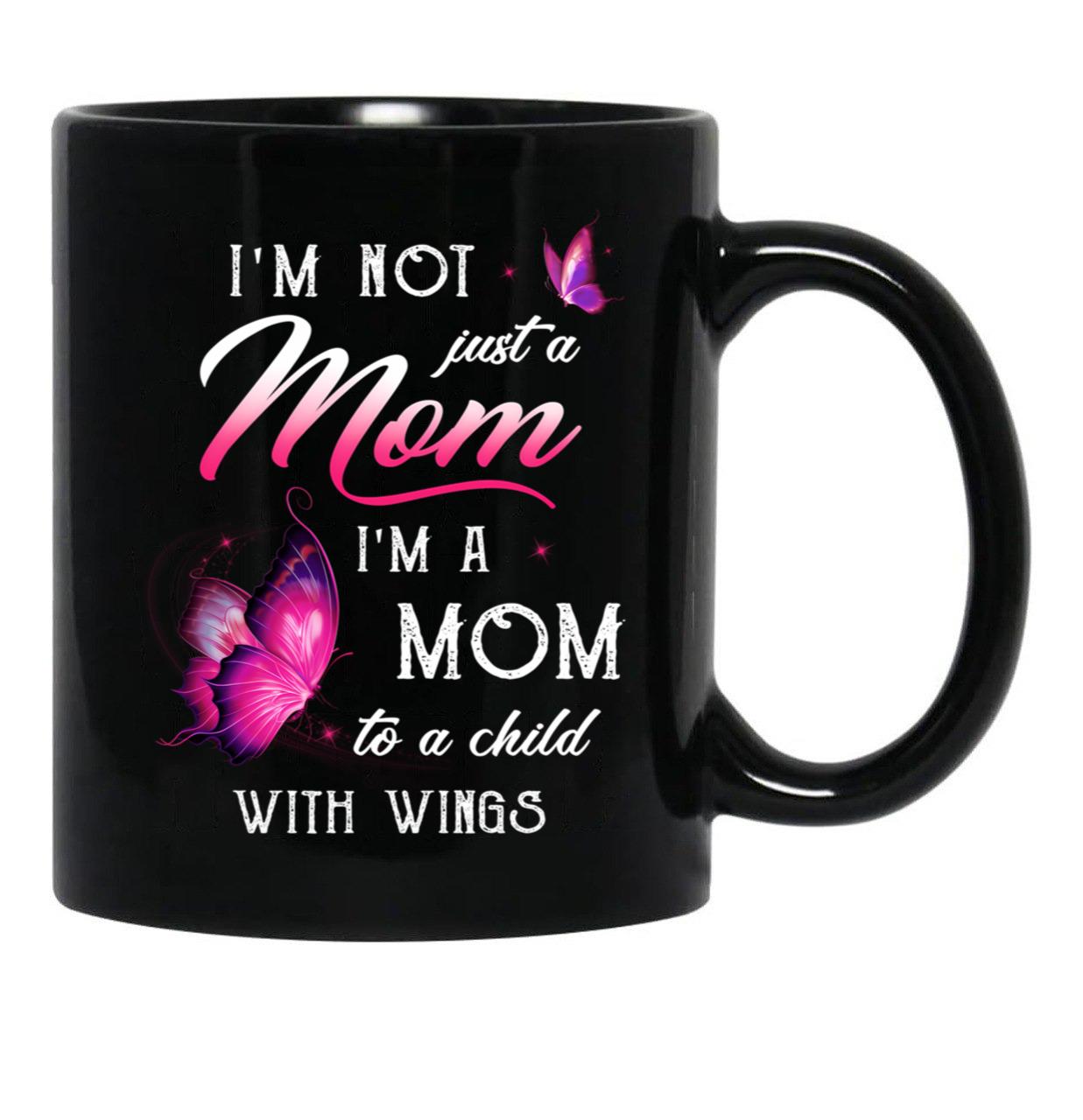 Best Family Remembrance Child With Wings Mom Daughter Son Memorial Black Coffee Mug - Black