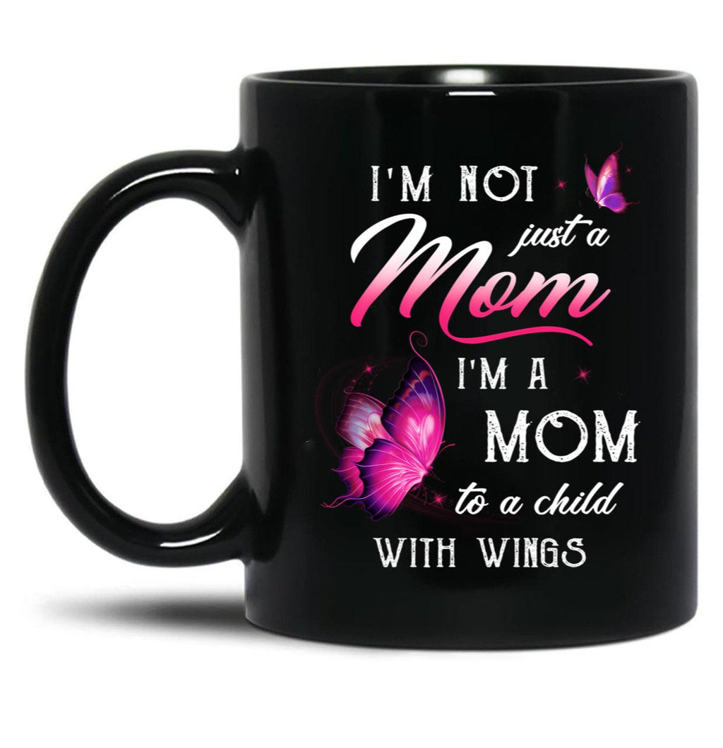 Best Family Remembrance Child With Wings Mom Daughter Son Memorial Black Coffee Mug