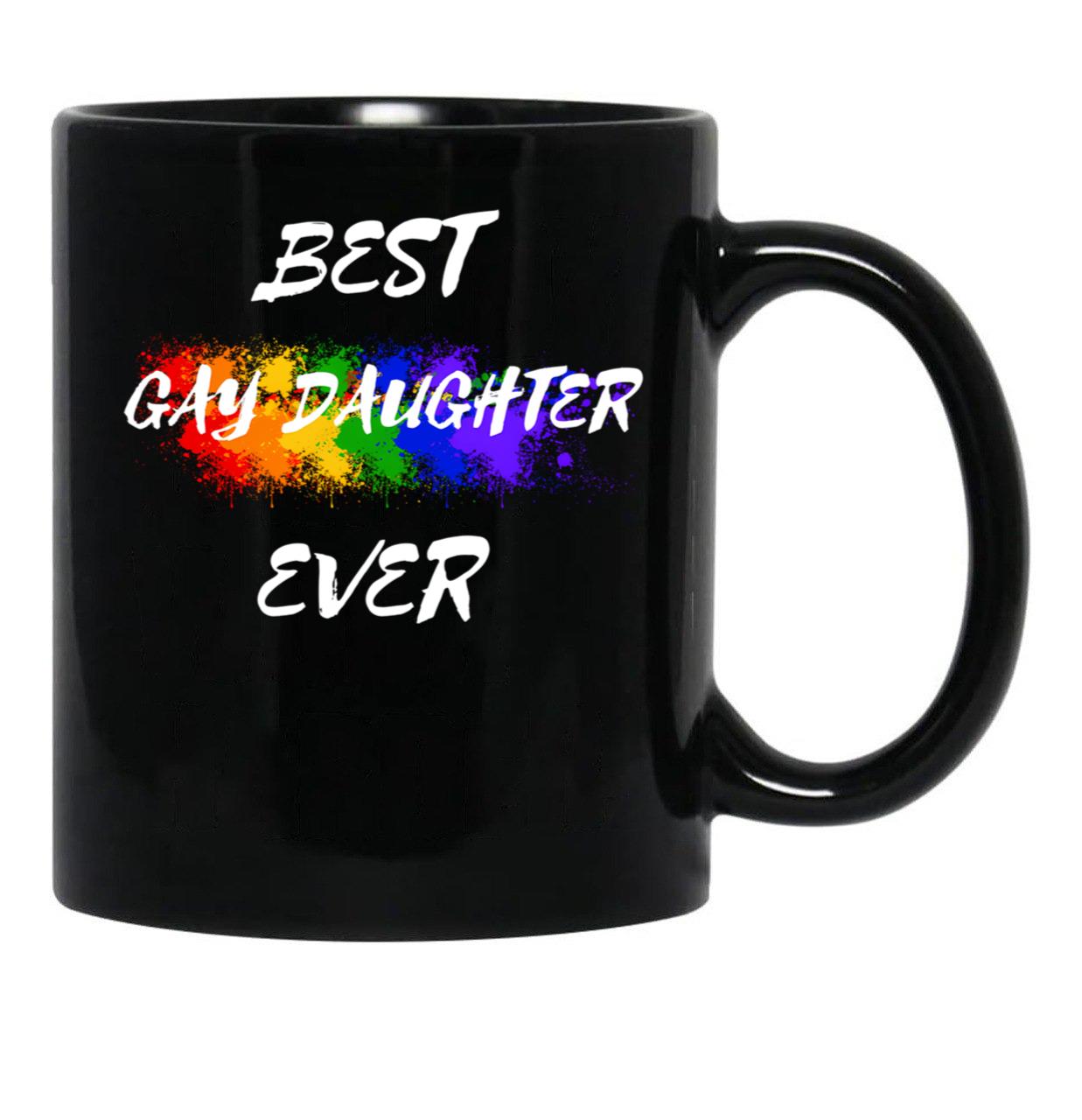 Best Gay Daughter Ever Rainbow Color Splash For Pride Month In Black Black Coffee Mug - Black