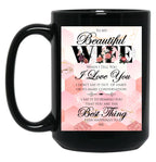 Best Gift To Wife Say I Love You Elegant Floral Pink Black Coffee Mug