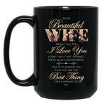 Best Gift To Wife Say I Love You Elegant Floral Black Coffee Mug
