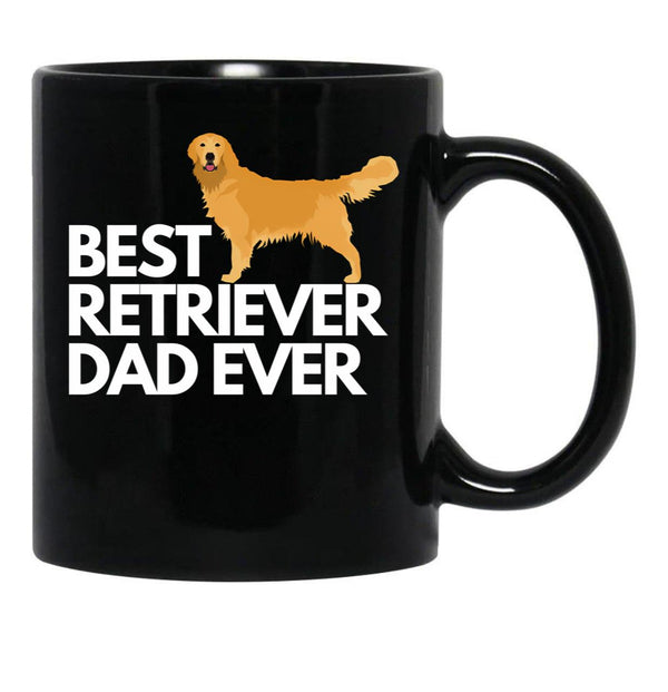 Best Golden Retriever Dad Ever Quote Funny Retriever Dad Saying Black Coffee Mug, Gift Coffee Mug - Black