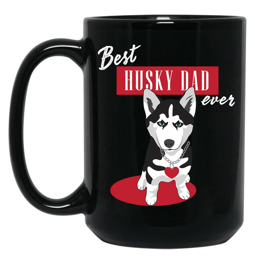Best Husky Dad Ever Black Coffee Mug, Gift Coffee Mug