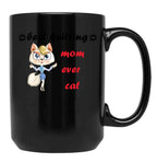 Best Knitting Mom Ever Cat Black Coffee Mug, Gift Coffee Mug