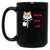 Best Knitting Mom Ever Cat Black Coffee Mug, Gift Coffee Mug
