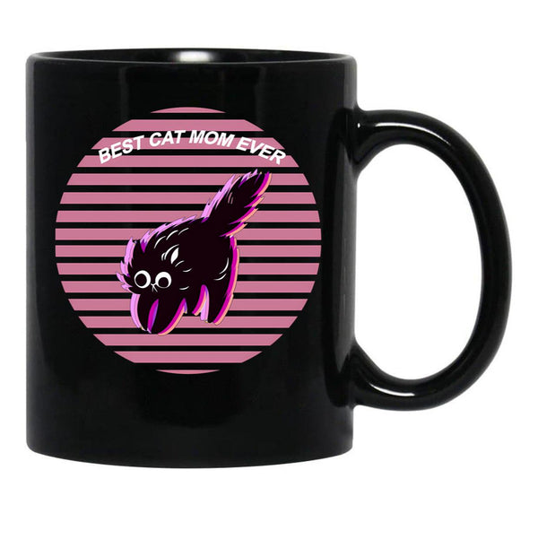 Best Knitting Mom Ever I Cat Black Coffee Mug, Gift Coffee Mug - Black