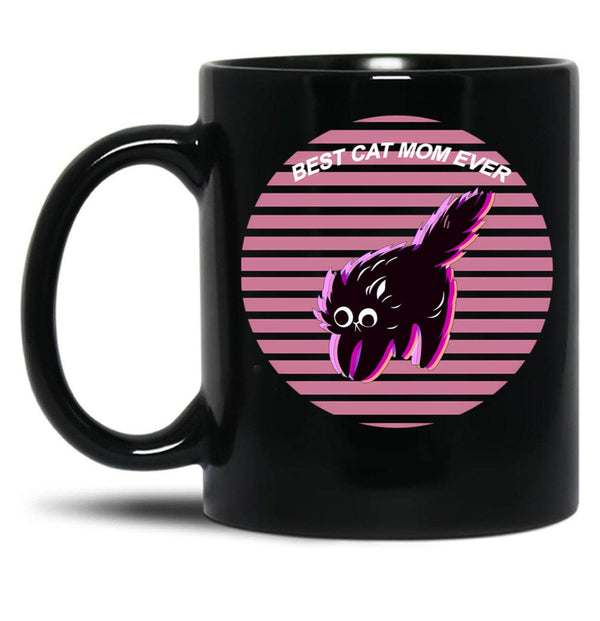 Best Knitting Mom Ever I Cat Black Coffee Mug, Gift Coffee Mug - Black
