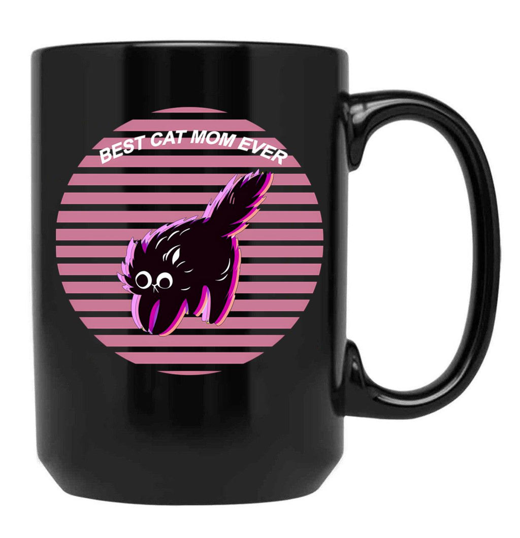 Best Knitting Mom Ever I Cat Black Coffee Mug, Gift Coffee Mug