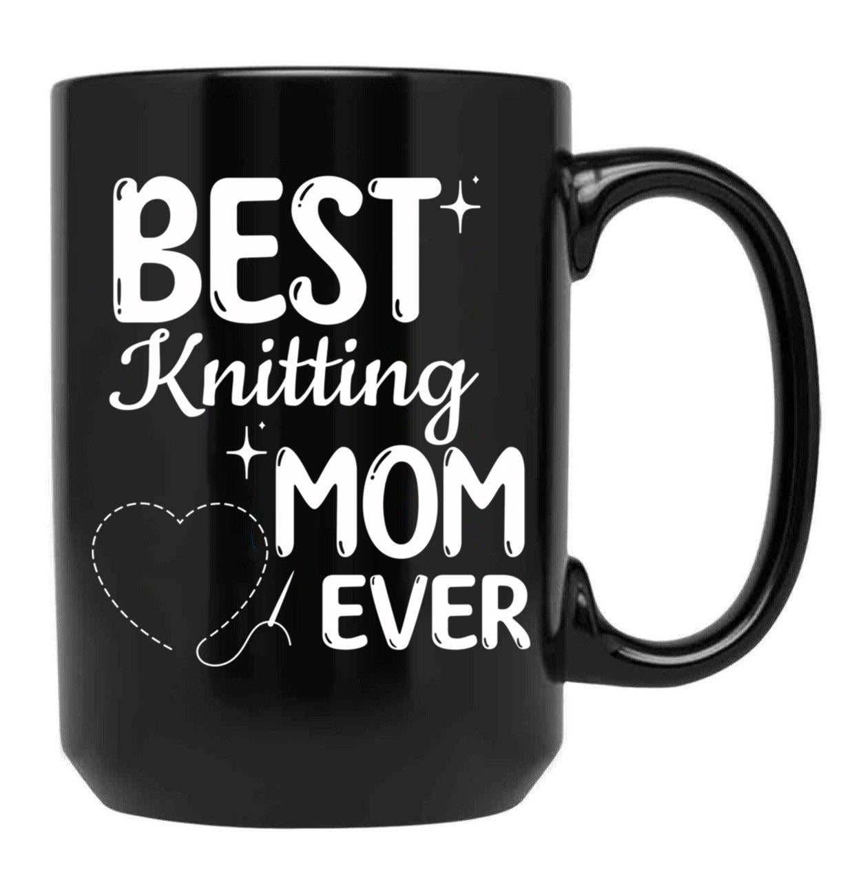 Best Knitting Mom Ever Simple Cute Design Black Coffee Mug, Gift Coffee Mug