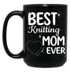 Best Knitting Mom Ever Simple Cute Design Black Coffee Mug, Gift Coffee Mug