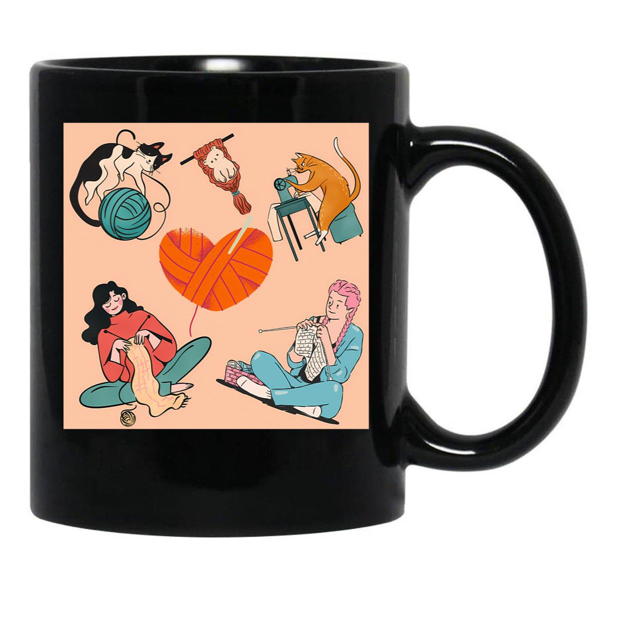 Best Knitting Mom Ever (4) Black Coffee Mug, Gift Coffee Mug - Black