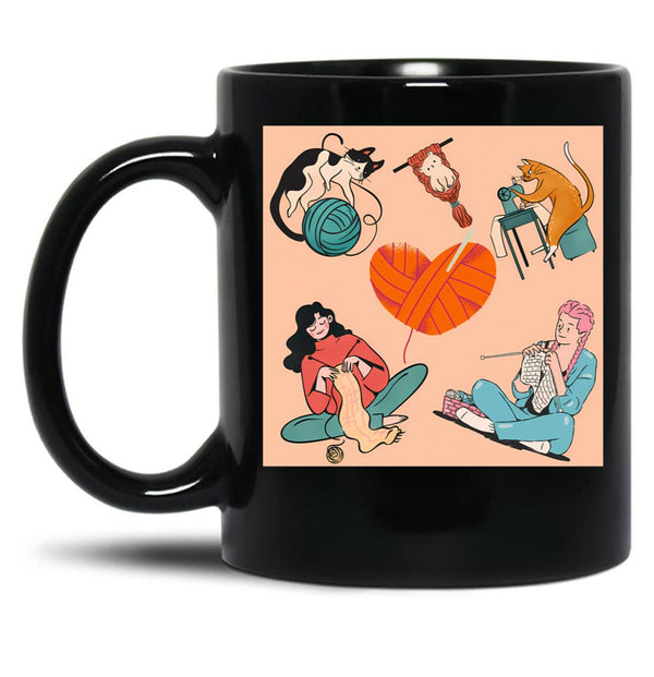 Best Knitting Mom Ever (4) Black Coffee Mug, Gift Coffee Mug - Black