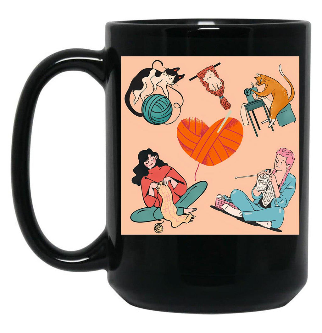 Best Knitting Mom Ever (4) Black Coffee Mug, Gift Coffee Mug