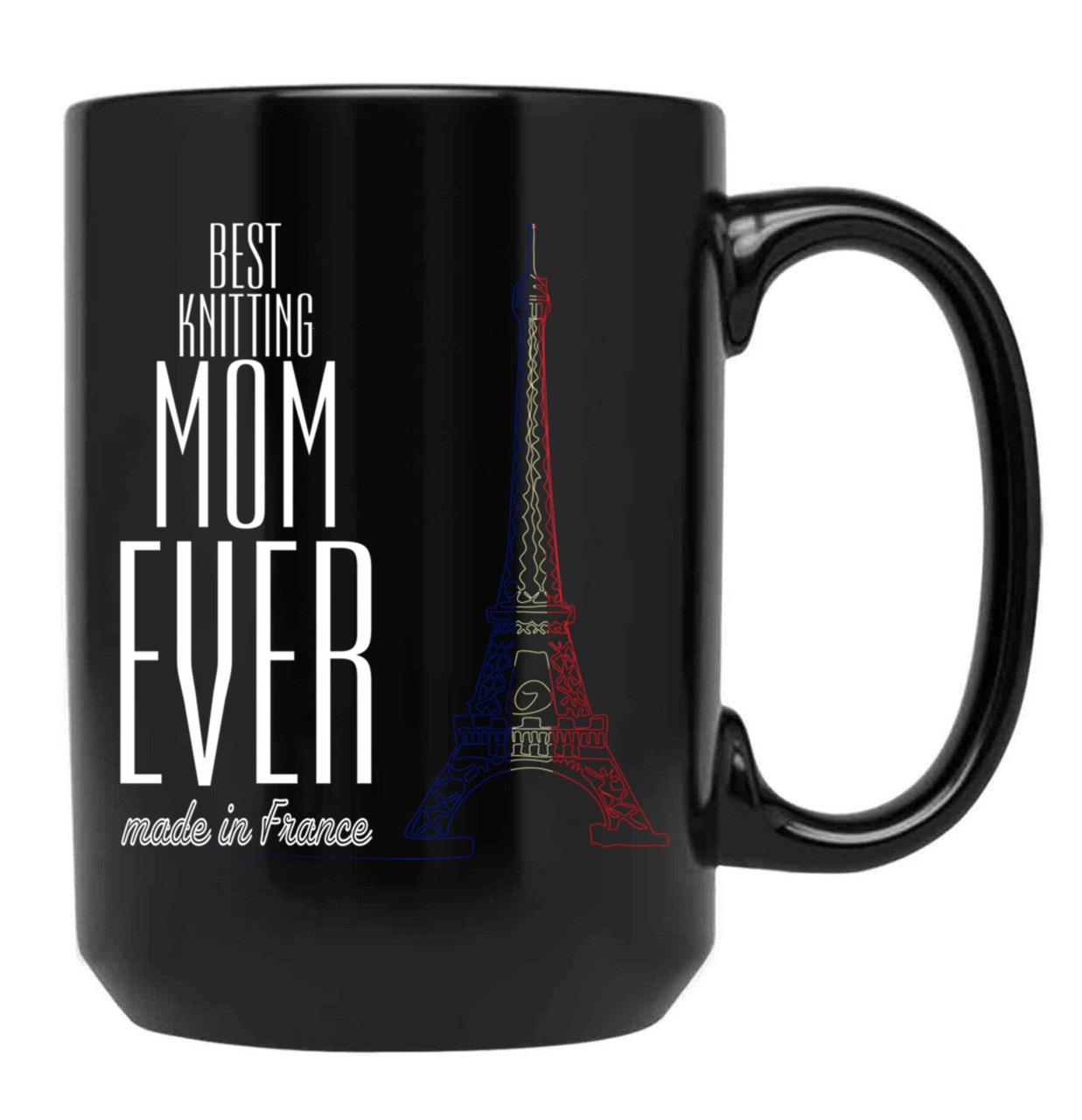 Best Knitting Mom Ever Black Coffee Mug, Gift Coffee Mug