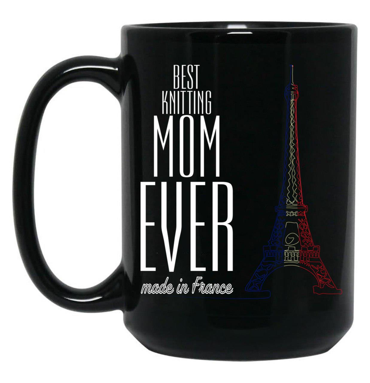 Best Knitting Mom Ever Black Coffee Mug, Gift Coffee Mug