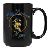 Best Lineman Mom Black Coffee Mug, Gift Coffee Mug