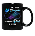 Best Memorial Angel Dad In Heaven Daughter Remembrance Daddy Black Coffee Mug - Black