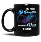 Best Memorial Angel Dad In Heaven Daughter Remembrance Daddy Black Coffee Mug