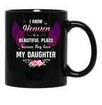 Best Memorial Daughter Angel Wings Dad Mom Family Memorial Faith Black Coffee Mug - Black
