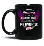 Best Memorial Daughter Angel Wings Dad Mom Family Memorial Faith Black Coffee Mug