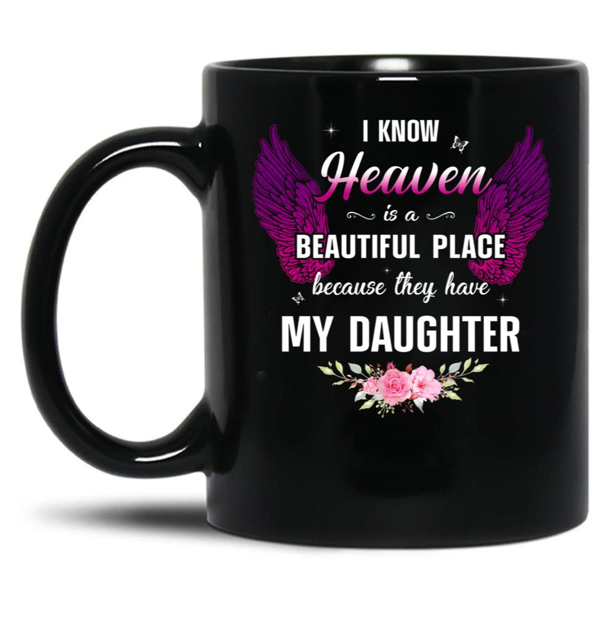 Best Memorial Daughter Angel Wings Dad Mom Family Memorial Faith Black Coffee Mug