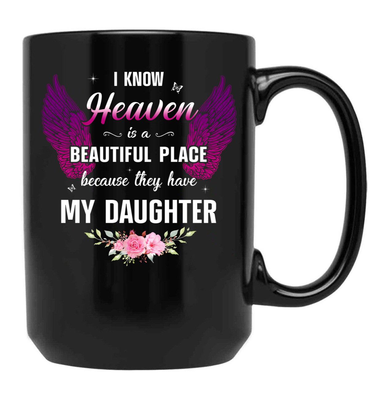 Best Memorial Daughter Angel Wings Dad Mom Family Memorial Faith Black Coffee Mug - Black