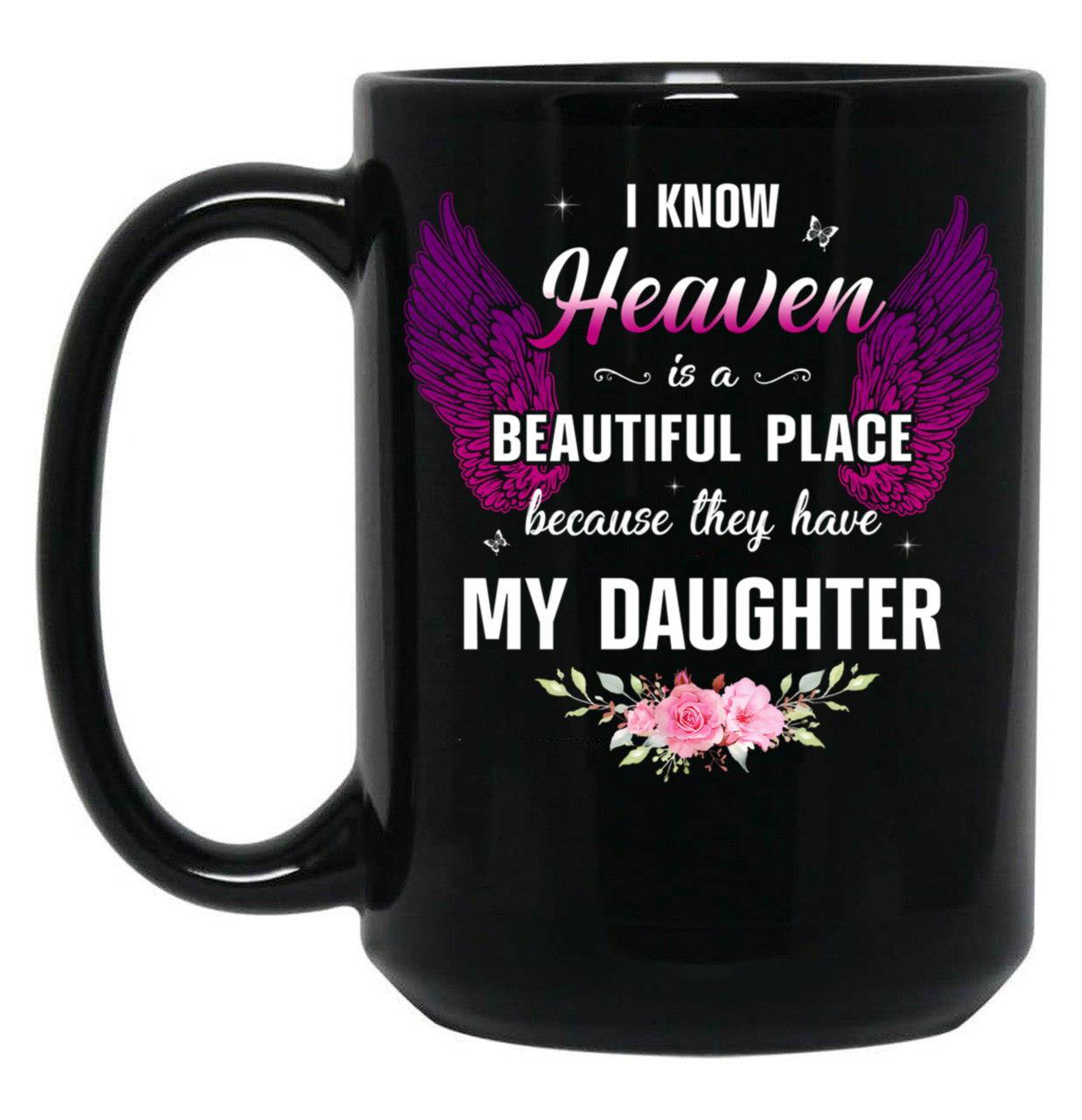 Best Memorial Daughter Angel Wings Dad Mom Family Memorial Faith Black Coffee Mug