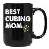Best Mom Cubing Puzzle Mother Gift Funny Mom Black Coffee Mug, Gift Coffee Mug
