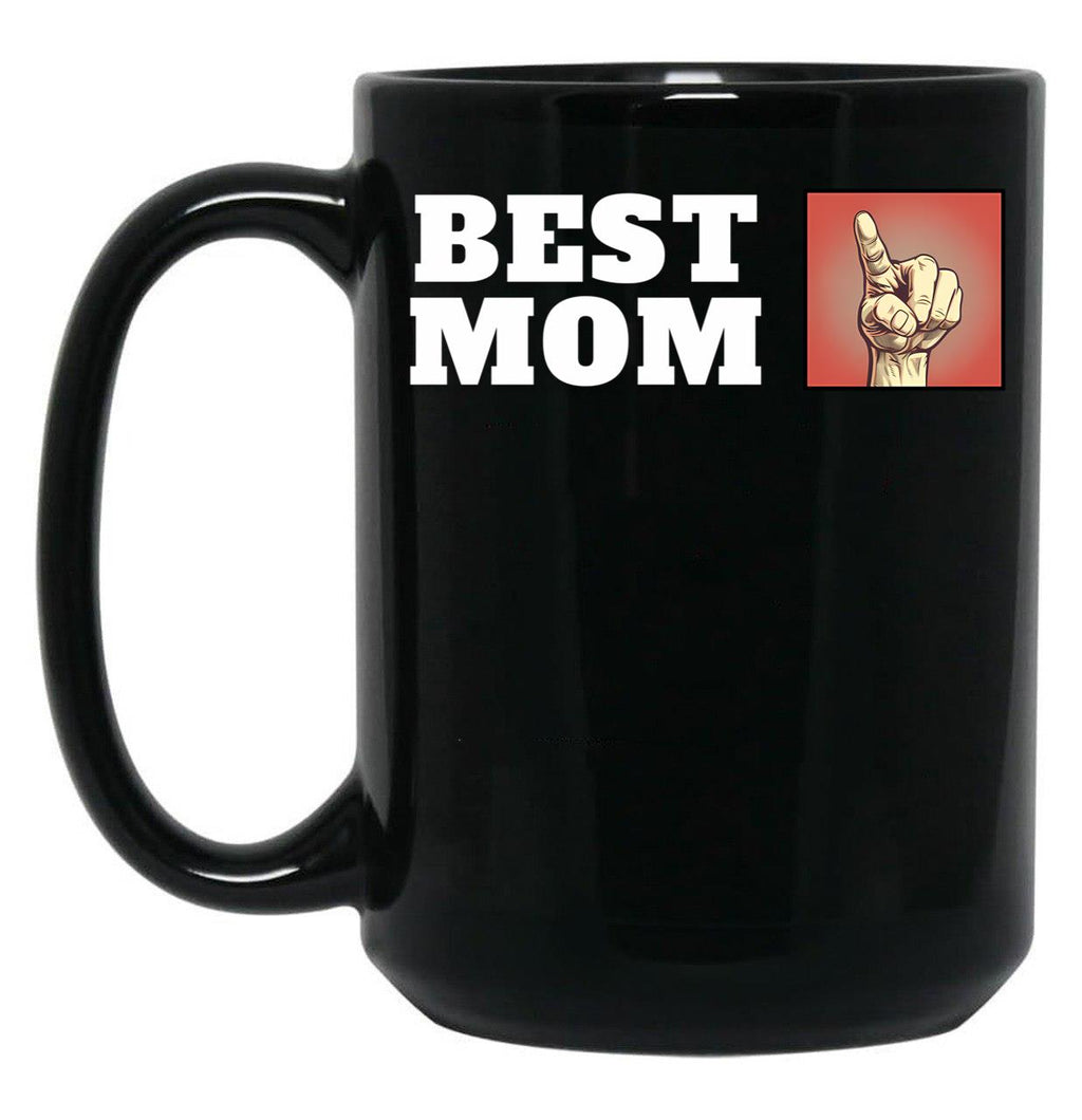 Best Mom Finger Black Coffee Mug, Gift Coffee Mug