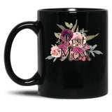 Best Mom Flower Black Coffee Mug, Gift Coffee Mug - Black