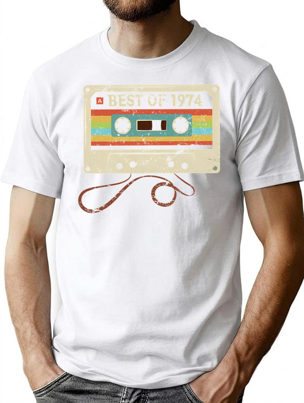 Best Of 1974 51 Year Old Funny Vintage Cassette T-Shirt 51St Birthday Gift For Men Women T-Shirt for Men & Women, T-Shirts Graphic Tee - White